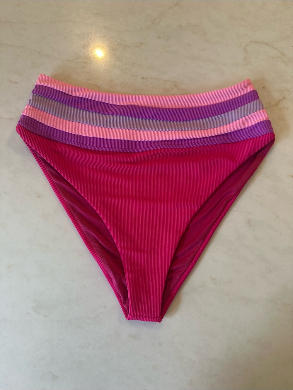New! Beach Riot Millie High-Waist Bikini Bottom Raspberry Colorblock 3415 - Picture 6 of 10